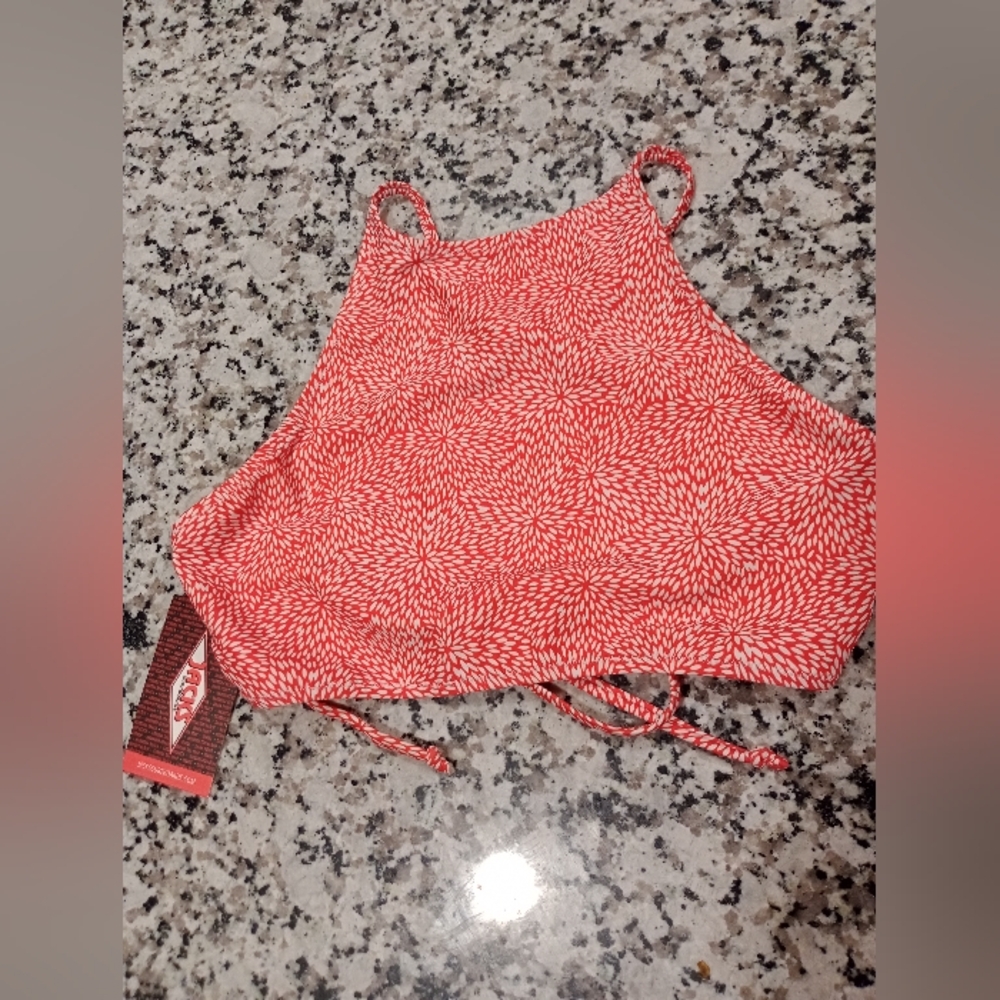 Jacks Surfboards Swimwear Red/White Sz L Top NWT